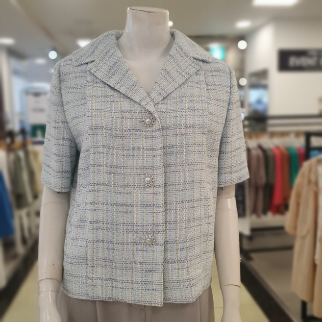 샤트렌 여름 트위드 반팔 카라 재킷