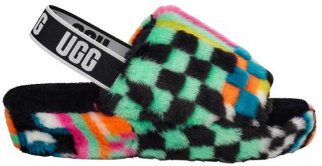 어그 플러프 예 밴딩 샌들 방한슬리퍼 블랙 멀티