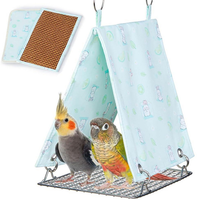 튼튼한 바닥이 있는 새장용 새 침대 잉꼬용 방수 새 둥지 걸이식 미디엄 새 해먹 그네 앵무새용 새 텐트 새 수면 오두막 은신처 동굴 Budgie Lovebird용 핀치, M