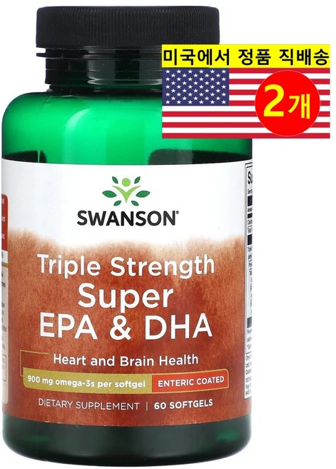 스완슨 3배 강도 슈퍼 EPA 및 DHA 900mg, 60정, 2개 - 쿠팡