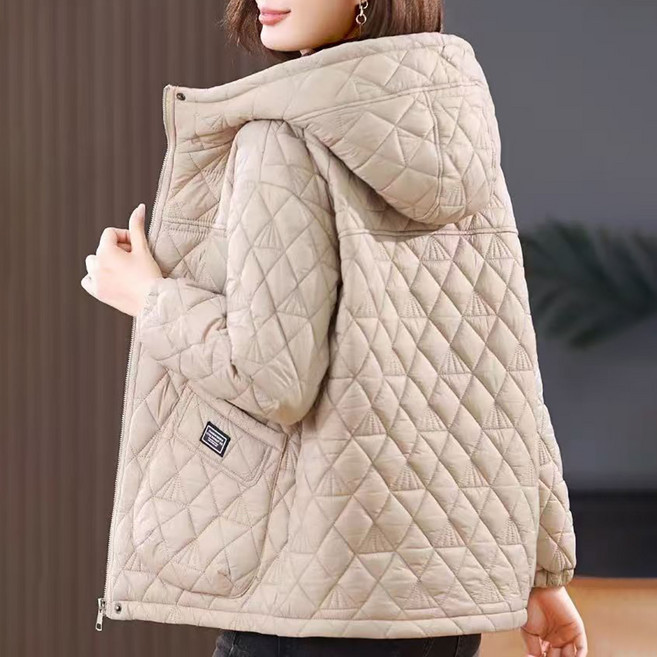 지고다그 중년 여성 겨울 빅사이즈 퀼팅 패딩 점퍼 캐주얼 후드 따뜻한 엄마 옷 HH2817
