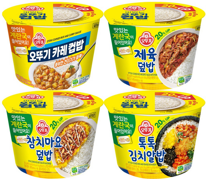 오뚜기 컵밥 제육덮밥 + 카레 + 톡톡김치알밥 + 참치마요덮밥 각 3개 총 12개, 3.357kg, 1세트
