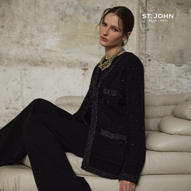 센존블루라벨 25FW 라쿤 울 메탈 트위드 자켓 667601