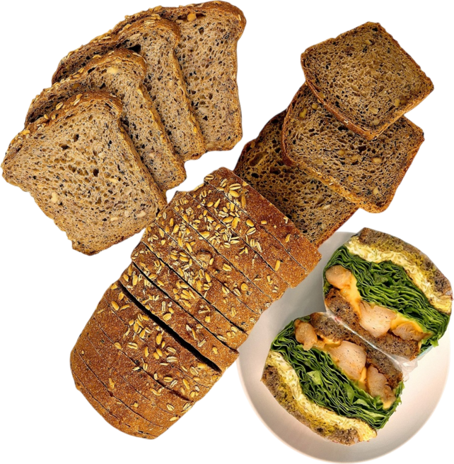 직스더브레드 뺑드상떼 통곡물 100%통밀식빵 6종 곡물견과 샌드위치용 천연발효 비건 설탕무첨가, 900g, 2개