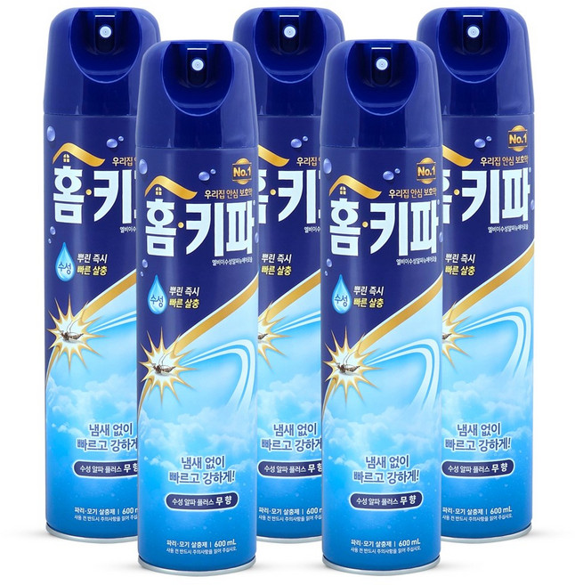 홈키파 수성 에어졸 무향, 5개, 600ml