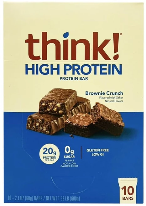 think! 브라우니 크런치 맛 10개팩 고단백질 바 단백질 20g, 60g, 1 - 쿠팡