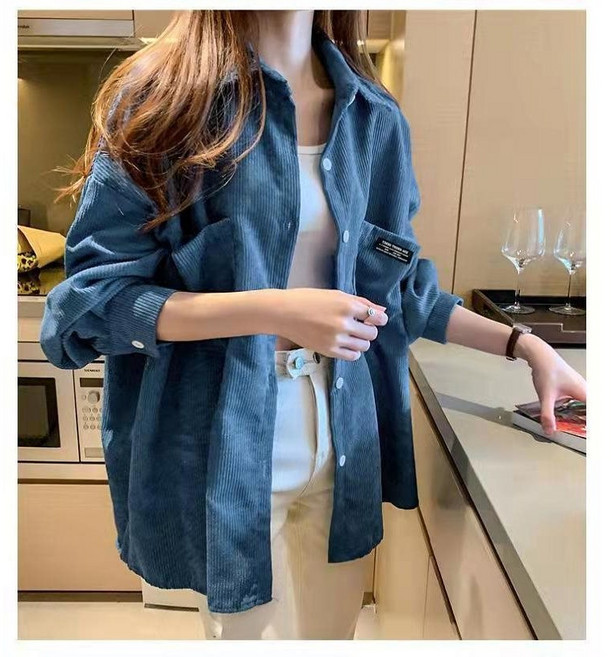 [엔젤D] 여성 포더 양포켓 코듀로이 골덴 셔츠