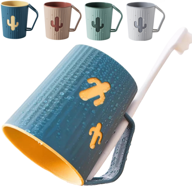 메라빌리아 거꾸로 양치컵 북유럽 컬러 선인장 칫솔 꽂이, 라이트 그린, 1개