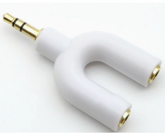3.5mm 이어폰 분배기 Y형 오디오 스플리터 젠더 1 to 2 - 화이트 커플용 헤드폰 공유 젠더, 1개