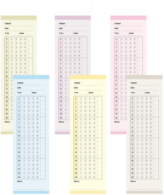 OMR카드 사지선다 20문항 공시생 떡메모지 (100매x6팩입), 컬러혼합, 6