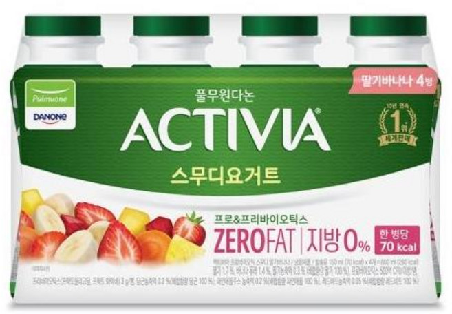 풀무원 다논 액티비아 스무디 딸기바나나 요거트, 150ml