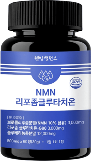 웰빙밸런스 효모NMN 퀘르세틴 비염영양제 고함량NMN 식약처 HACCP 인증, 1개, 60정