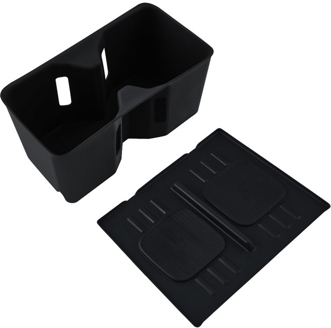 OFFCURVE 싼타페 MX5 무선 충전 보호 실리콘 패드 커버 용품 2종 세트, 검은색