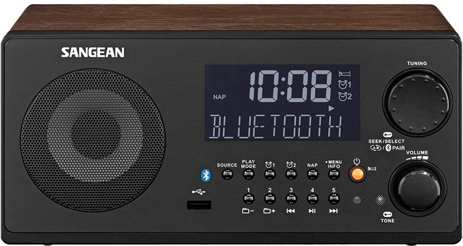 SANGEAN AM/FM-RDS/USB/藍牙數位式收音機, 原木色, WR-22