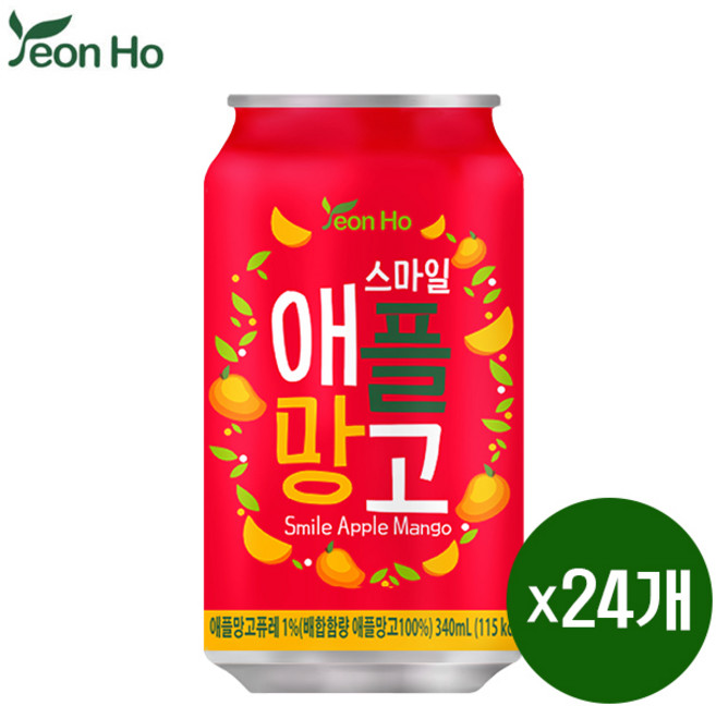 연호음료 스마일 애플망고, 24개, 340ml