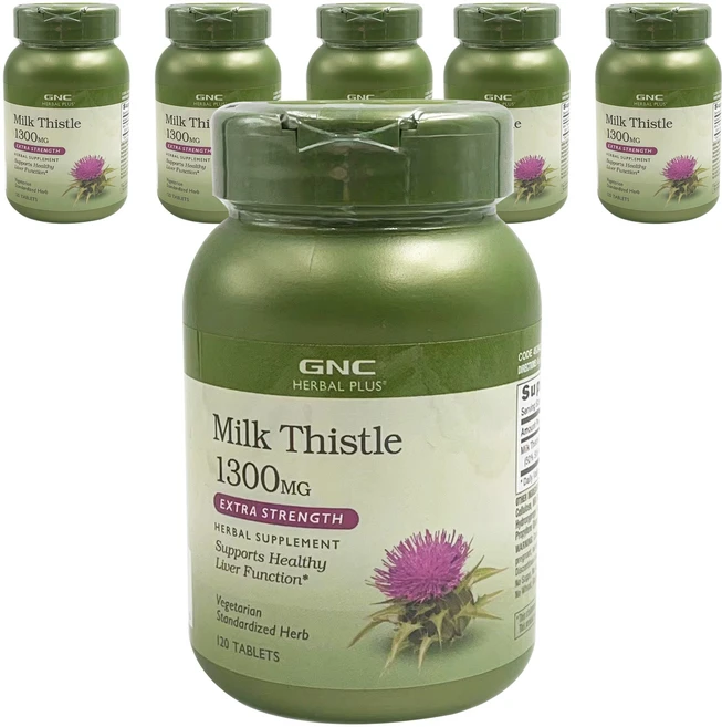 GNC 밀크시슬 1300mg 타블렛, 120정, 6개 - 쿠팡