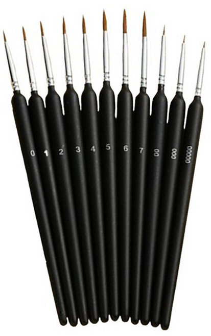 오르벤 소프트 수채화용 붓 11종, 1세트, 블랙