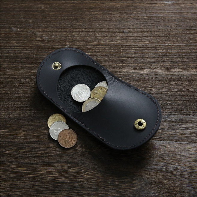 頭層牛皮 零錢包，復古經典手工迷你皮夾