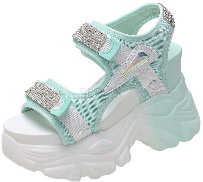 YSMALL 여성 신발 벨크로 웨지샌들 키높이 스니커즈