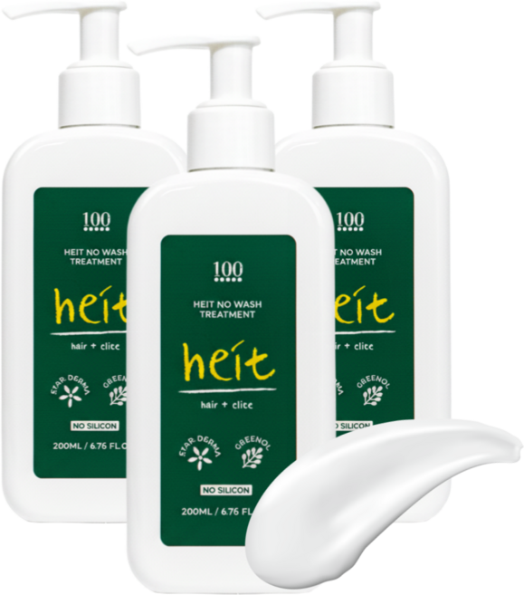 헤잇 무실리콘 노워시 트리트먼트 식물성 단백질 케어, 3개, 200ml