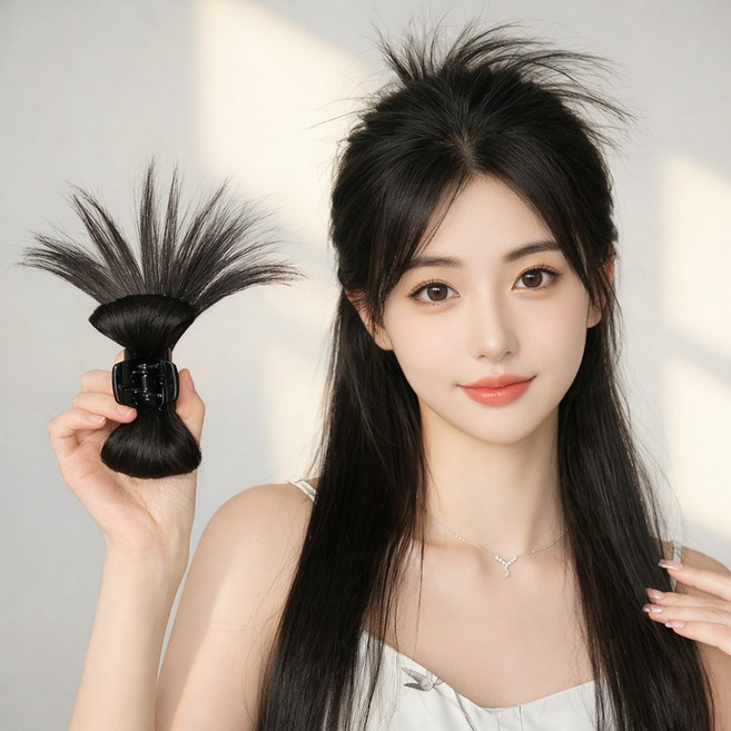 이지유 까치번 헤어 집게 하이 가시번 반묶음 가발 아이돌st 꽁지머리, 1개, 블랙 브라운