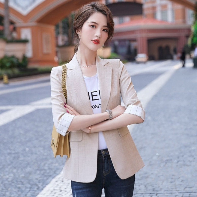 西裝外套休閒西服(中袖薄款垂感春季女外套5色74co41)【時尚巴黎】