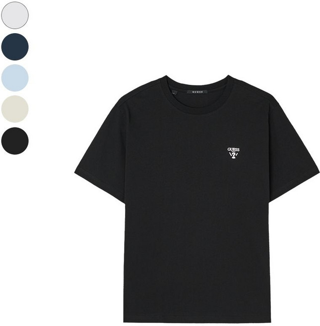 [백화점 정품] 게스 진 남여공용 미니 무테삼각 로고 반팔티셔츠 NQ2K5923