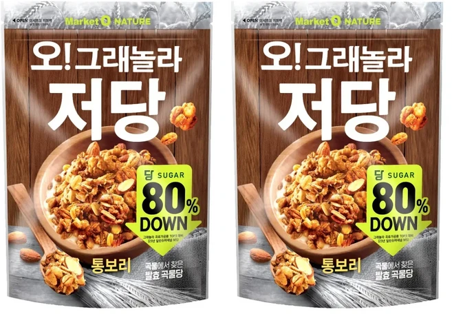 마켓오네이처 오 그래놀라 저당 통보리 시리얼 360g 2개, 1개