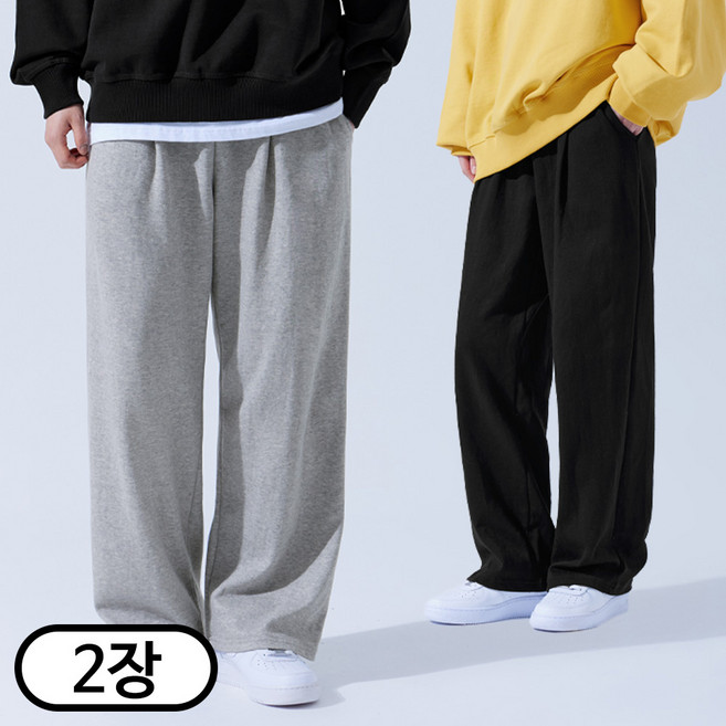 탑보이 2장 세트 컴포트 원턱 밴딩 와이드 트레이닝 팬츠 (SCC5477PT)