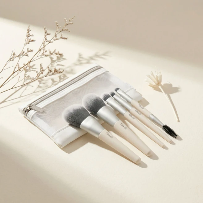 필리밀리 미니메이크업브러시 5종 키트 + 메시 파우치, 1개, 브러시 5종 키트 - 쿠팡