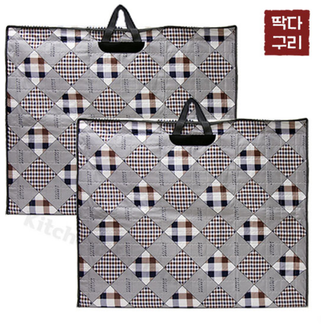 딱다구리 두툼한 3중 누빔천커버 교자상커버, 2개, 그레이체크