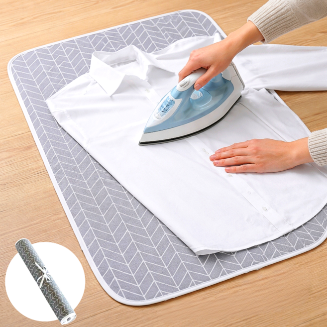 르오망 접이식 다림질 매트 좌식 다리미판 다림이 패드, 그레이화이트