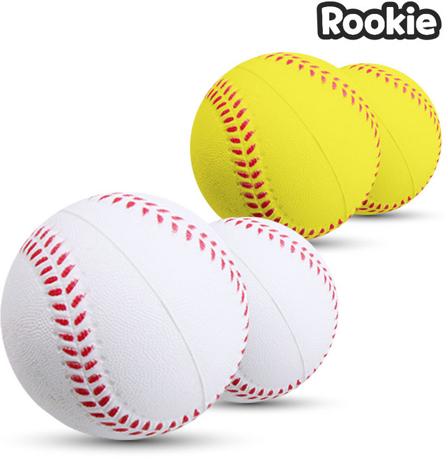 루키 어린이 공놀이 캐치볼 고무 안전 야구공 소프트 볼 (2개입), 화이트, 1개