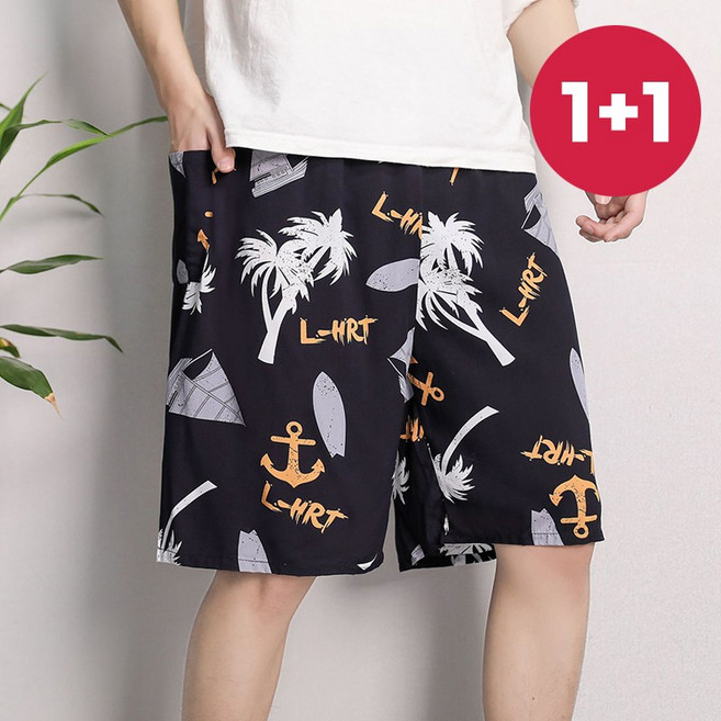 1+1 바바 세상편한 아이스 쿨링 반바지 냉감소재 2P