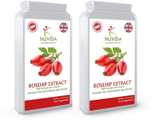 영국 NUVIDA 누비다 로즈힙 추출물 5000mg 비타민C 리코펜 함유 비건 120캡슐 x 2팩, 2개, 120정