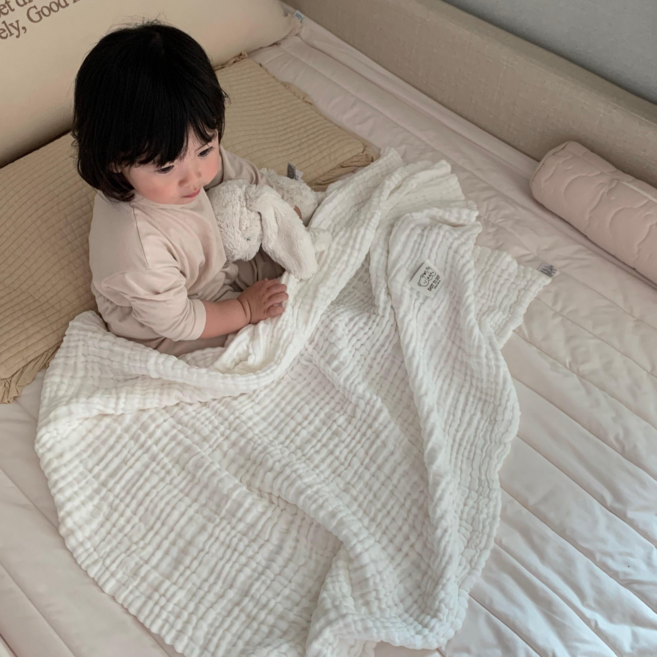 돗투돗 오가닉 6중 거즈 순면 블랭킷 아기담요, 화이트 1개