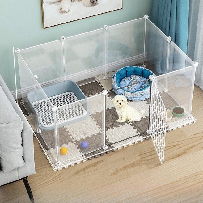 Deluxe Pet Supplies DIY寵物圍欄 自由組合隔離柵欄, 乳白色, 10個