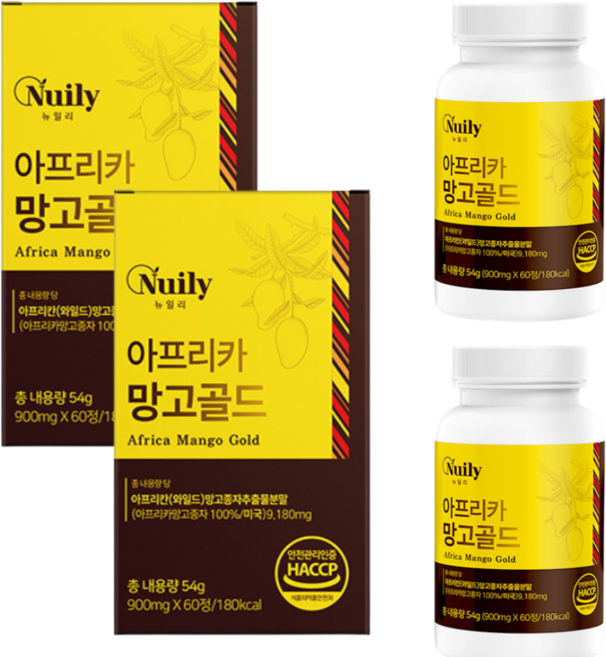 뉴일리 아프리카 망고골드 900mg, 60정, 2개