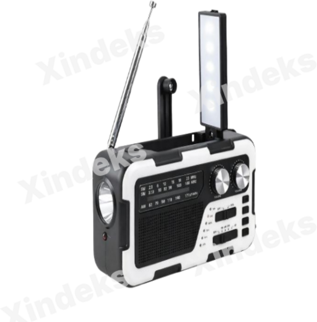 휴대용 태양열 라디오 핸드 크랭크 야외 비상 SOS 라디오 FM AM 효도 라디오 대용량 LED 조명 블루투스 스피커 강력한 조명 손전등 지원 TF 카드 다기능 스피커 MP3 안테, 흰색  색깔, 10