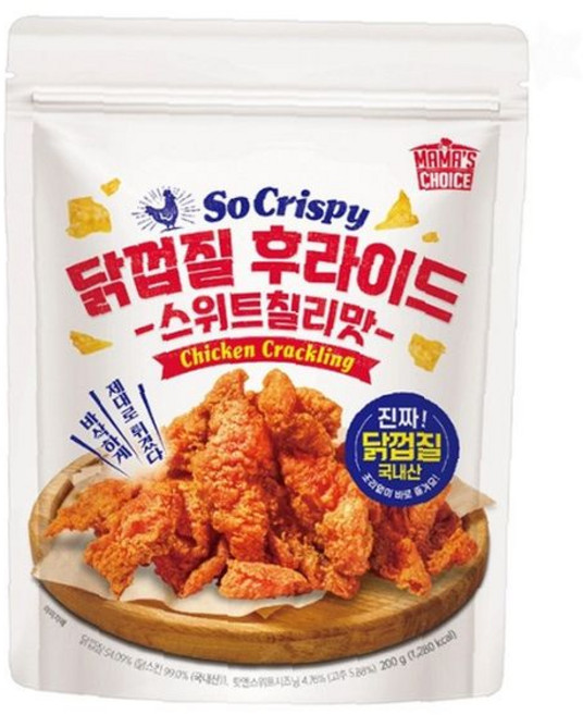 냉동보관 육포 간식 가정용 튀김 술안주 바삭한 닭껍질 간편조리 야식 200g, 1개