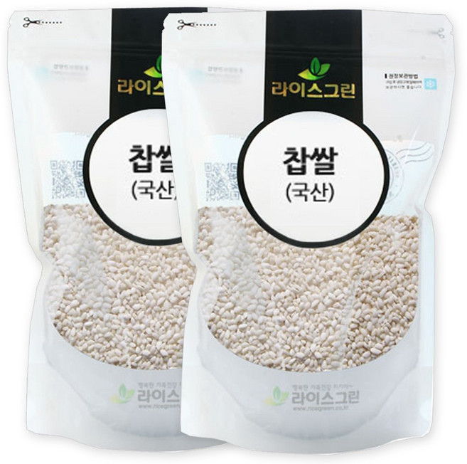 [가온애] 잡곡류 국산 찹쌀, 1kg, 2개