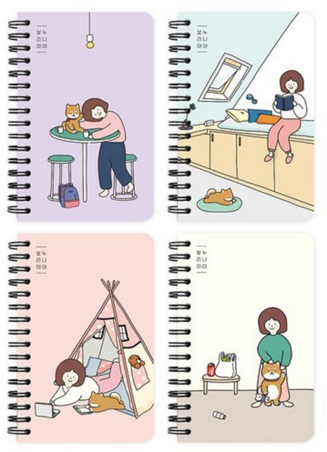 핑크풋 보리 슬림 좌철수첩 4종 세트, 4COLOR SET, 3개