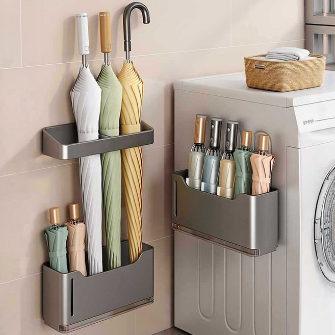 현관문 자석 우산꽂이 마그넷 도어 부착 우산받이, 블랙, 1개, 6