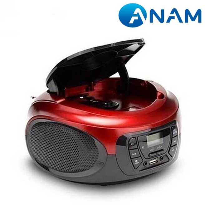 아남 CD플레이어 A-87 포터블 USB재생 플레이어 FM라디오 EQ모드 MP3파일 CD지원, 레드