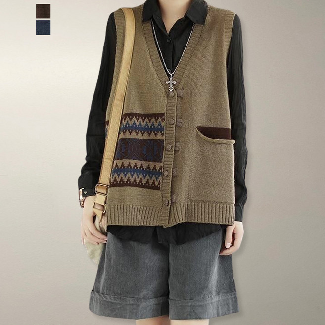 퀸이즈 퀸이즈 프리지 스노우 하프 니트 베스트