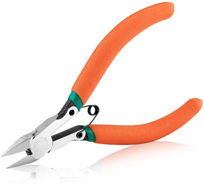 SPEEDWOX 정밀 스프링 사이드 커터 플러시컷 초예리 전자기기 모델 보석공예 철사 절단용 플라이어, 1개, 주황색