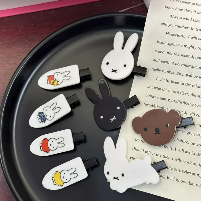 귀여운 미피 카와이 머리핀 갈색 앞머리 클립 달콤한 만화 머리 액세서리 학생 소녀 생일 크리스마스 선물, 02 8Pcs