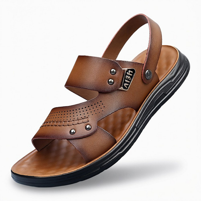 [ 보이앤맨 ] 남자 소가죽 샌들 신발 남성 편한 여름 캐주얼 슬리퍼 슈즈 (사이즈 : 240/245/250/255/260/265/270/275/280)