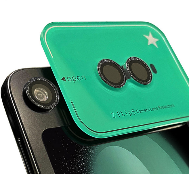 갤럭시 Z플립5 스파클 메탈링 카메라 보호필름 케이스 강화유리 외부 렌즈, 1개, 2. Z플립5 스파클메탈링-블랙