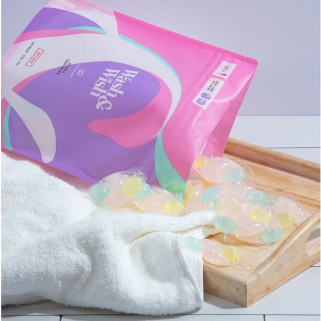 워시앤위시 캡슐형 세탁세제, 32개입, 2개